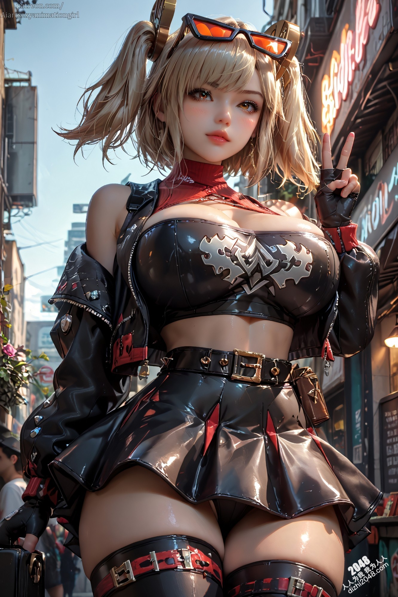 AiArt性感动漫女孩Patreon：街头魅影，夜色撩人
