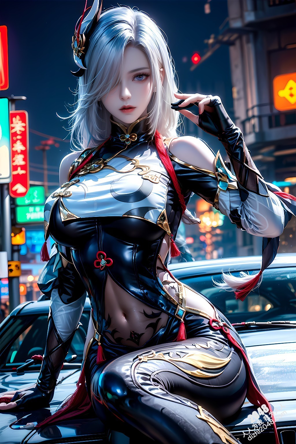 神鹤的都市魅影：霓虹灯下的性感尤物，紧身衣包裹下的完美曲线，令人窒息的诱惑